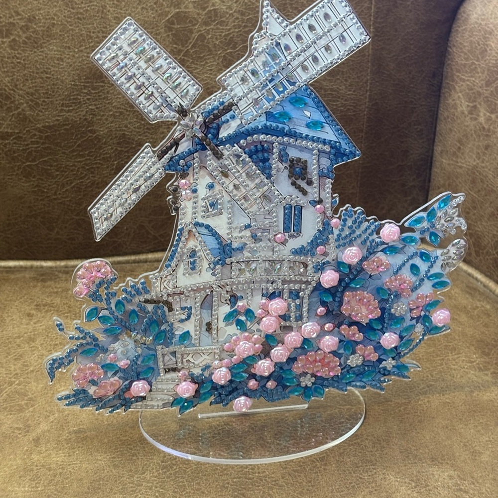 Handmade Elegant Blue and Pink Windmill Art Piece